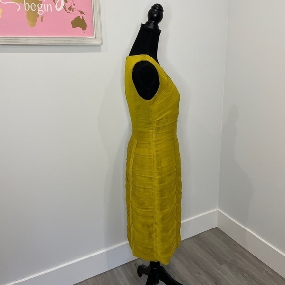 Banana Republic Yellow Pleated Ruffle Knee Formal Midi Dress - Picture 5 of 9